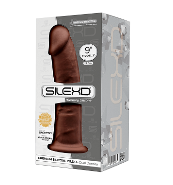 Silexd 9" Model 2 Silicone Realistic Dildo Suction Cup Brown