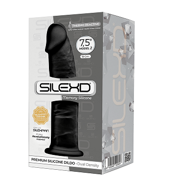 Silexd 7.5" Model 2 Realistic Silicone Dildo Suction Cup Black