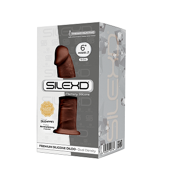 Silexd 6" Model 2 Realistic Silicone Dildo Suction Cup Brown