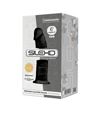 Silexd 6" Model 2 Realistic Silicone Dildo Suction Cup Black