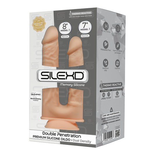 SILEXD DOUBLE PENETRATION 8" + 7" Realistic Feel Silicone Dildo