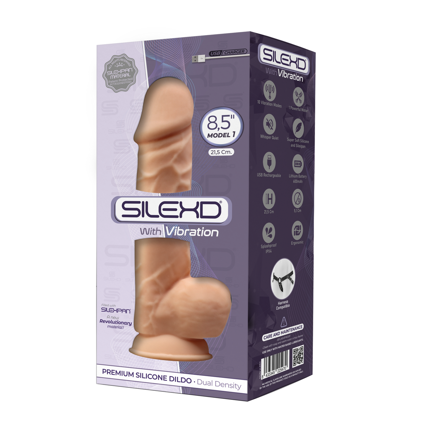 SILEXD MODEL 1 FLESH 8.5" MOTOR Realistic Silicone Vibrating Dildo Balls