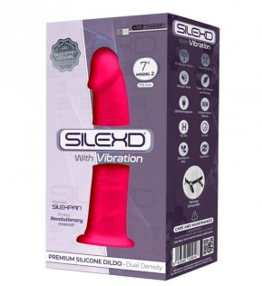 SILEXD MODEL 2 MOTOR 7"Realistic Silicone Vibrating Dildo Balls PINK