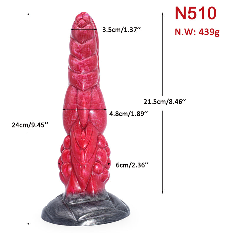 FAAK N5010 Aula 9.5" Alien Design Platinum Liquid Silicone Anal Plug Dildo