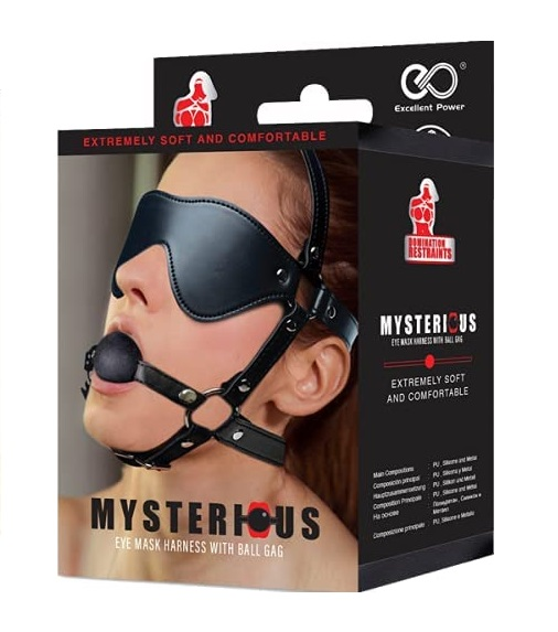 DOMINATION RESTRAINTS - MYSERIOUS EYE MASK HARNESS WITH SILICONE BALL ...