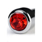 Silver Metal Urethral Plug w Ruby Rhinestone