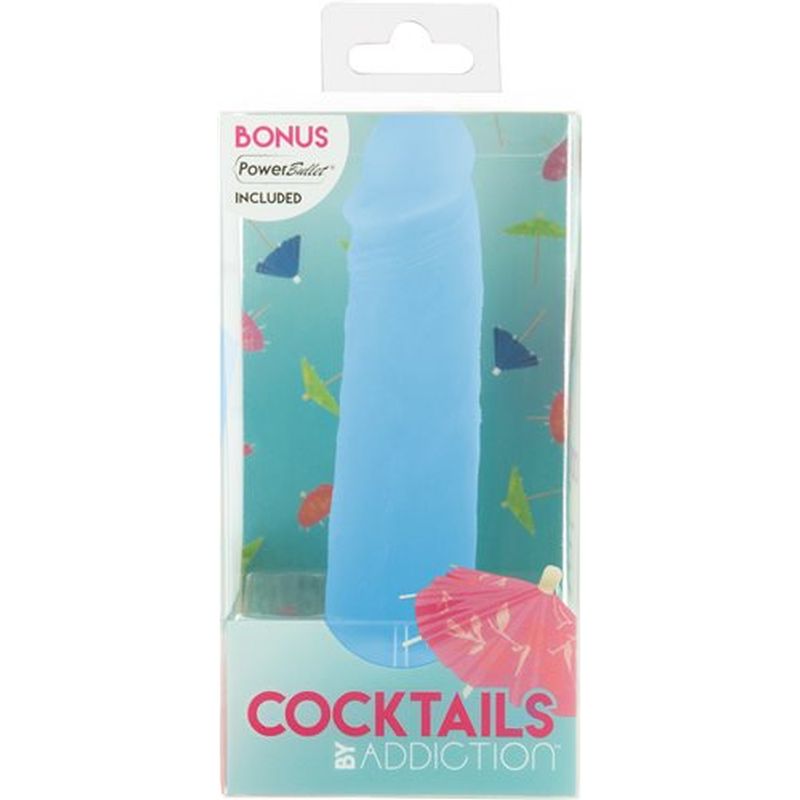 BMS Addiction Cocktails Blue Lagoon 5.5" Dildo with Bullet Vibrator Dong Sex Toy