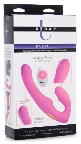 Strap U 15X U-Pulse Pulse & Vibe Strapless Strap-on w/ Remote - Pink