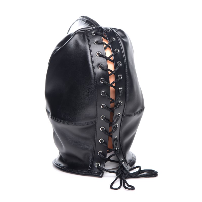 Zip Front Bondage Hood Black