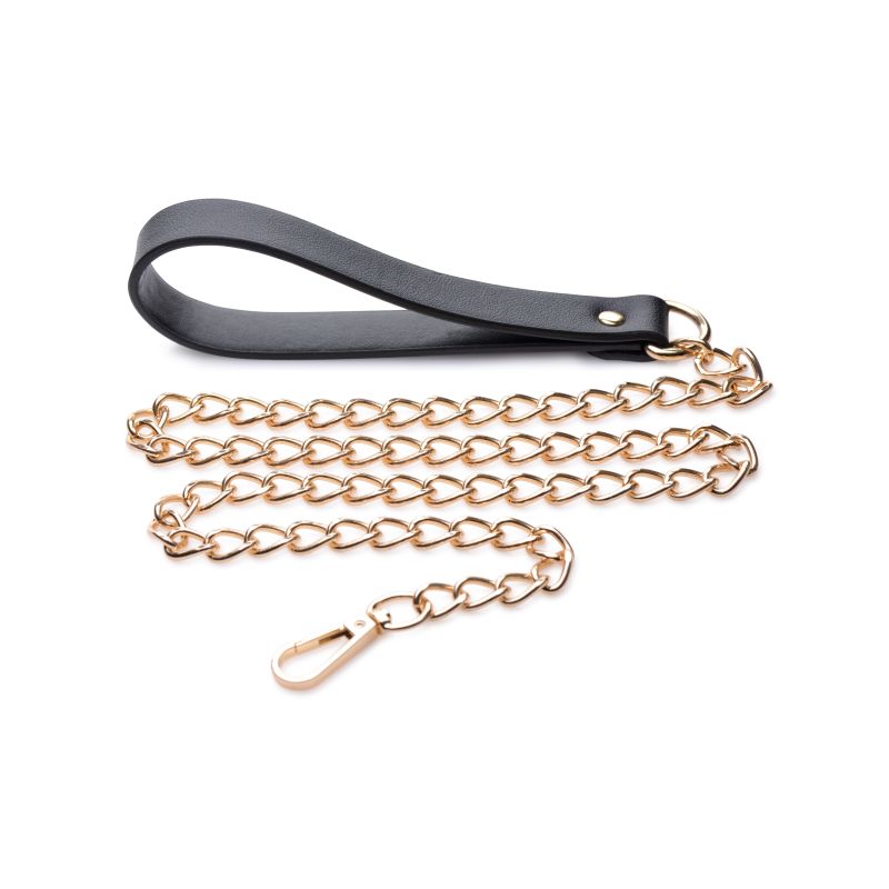 Leashed Lover Black/Gold Chain Leash