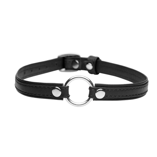 Sex Pet Leather Choker w/ Silver Ring Black