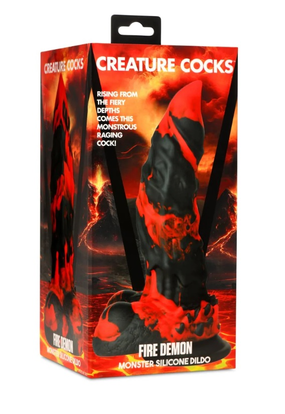 Creature Cocks Fire Demon Monster Silicone Dildo Suction Cup Anal Plug Sex Toy