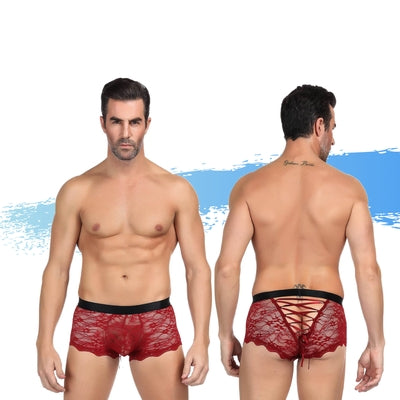 Ashella Lingerie Mica Lace Boxer Brief Red L/XL