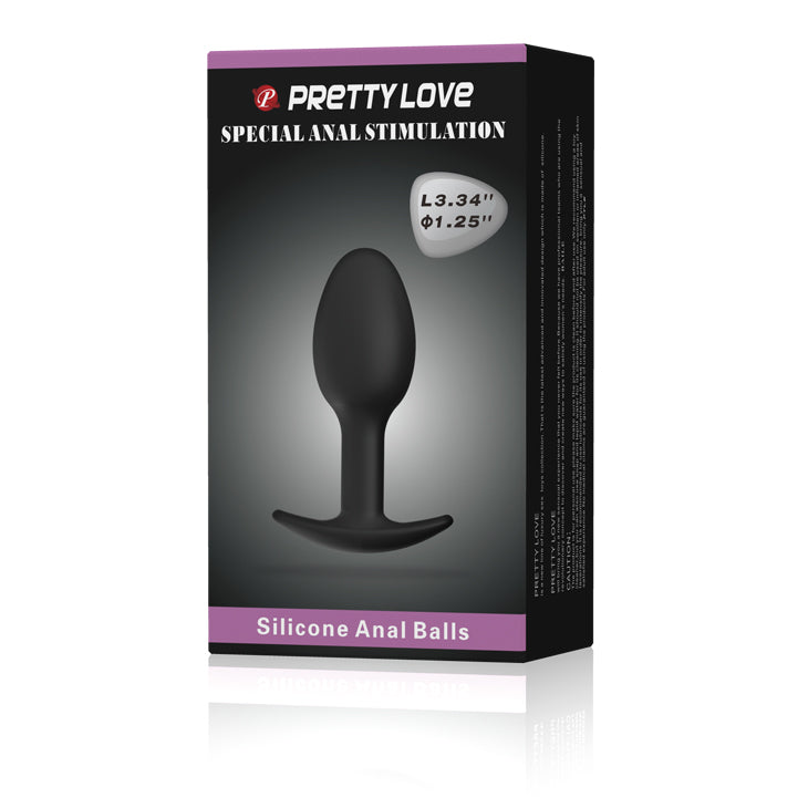 Silicone Anal Ball Butt Plug 3.34" x 1.25" Black