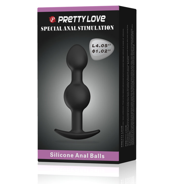 Silicone Anal Ball Butt Plug 4.05" x 1.02" Black