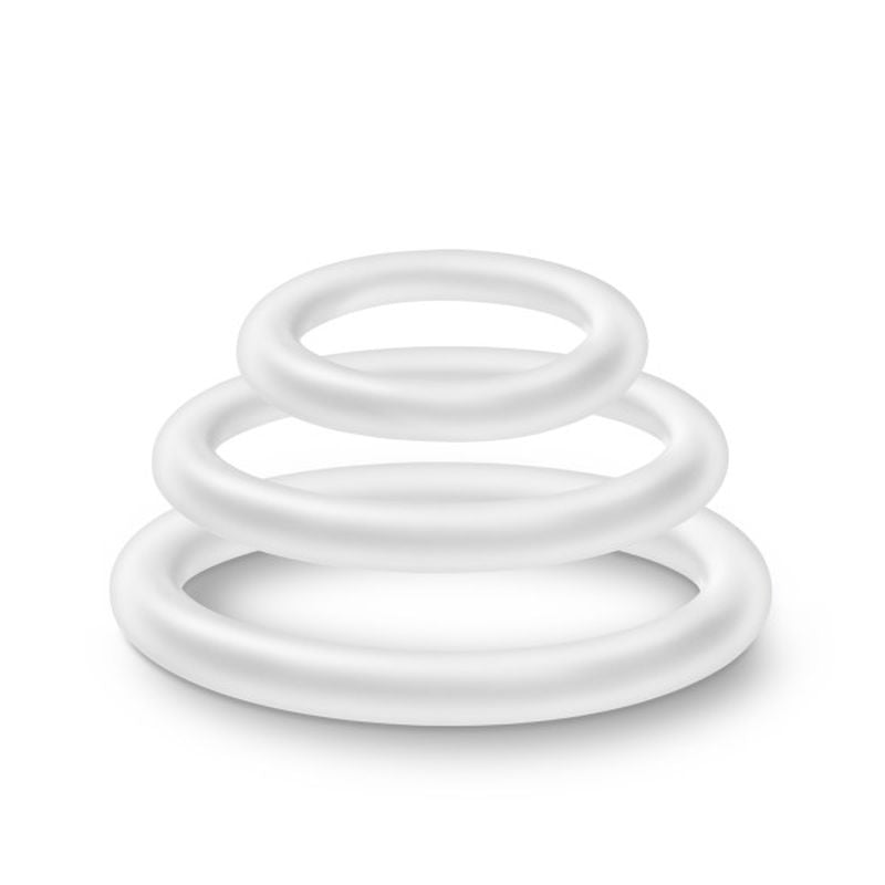 Performance Silicone Cock Ring 3 Pc Set White Glow