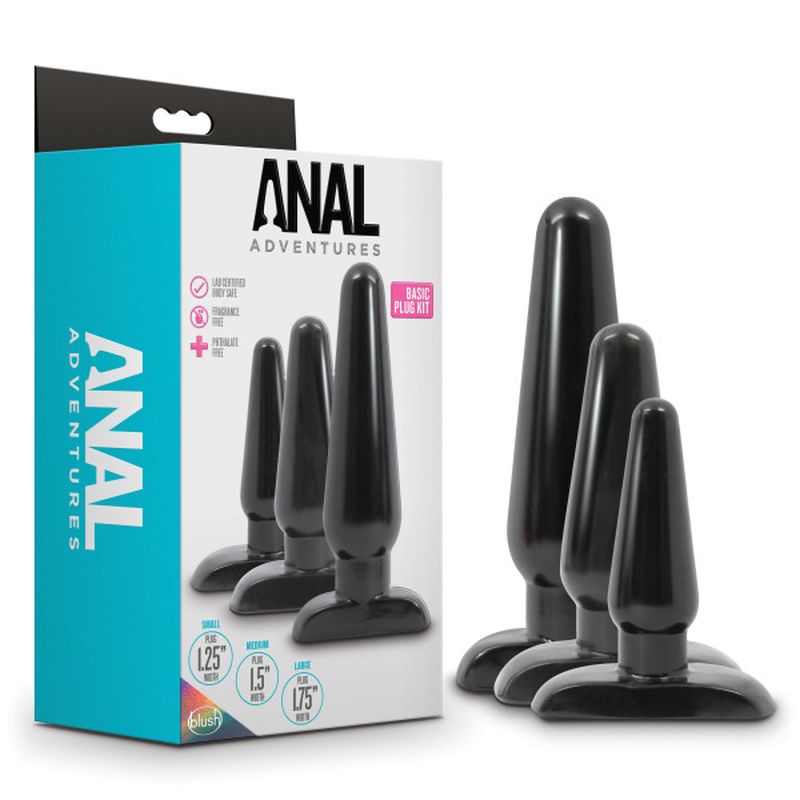 Anal Adventures 3Pc Basic Plug Kit Black