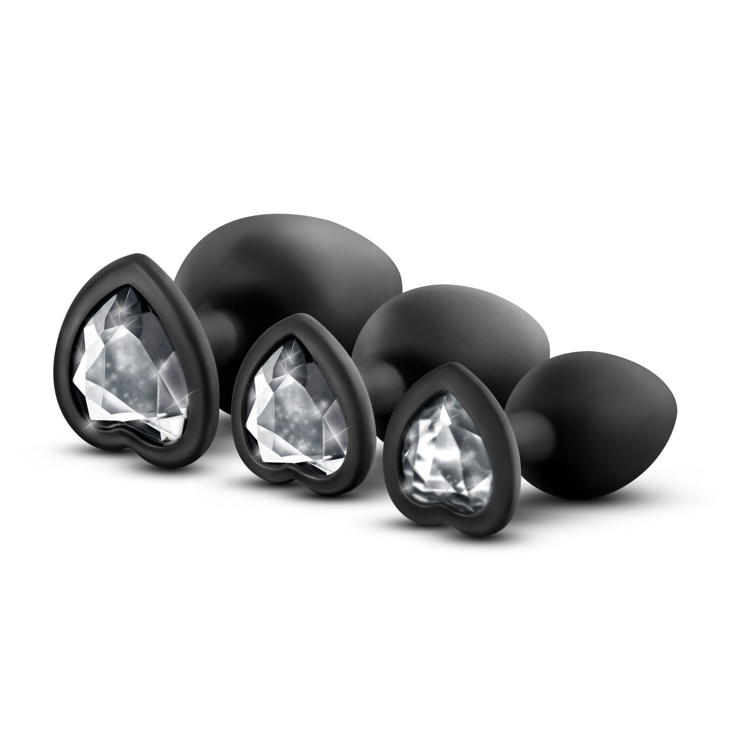 Luxe Bling Plugs Training Kit Black With White Gems Anal Plug