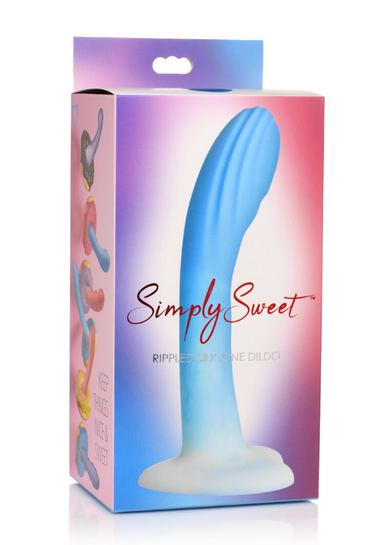 SIMPLY SWEET 7" RIPPLE SILICONE DILDO BLUE/WHITE