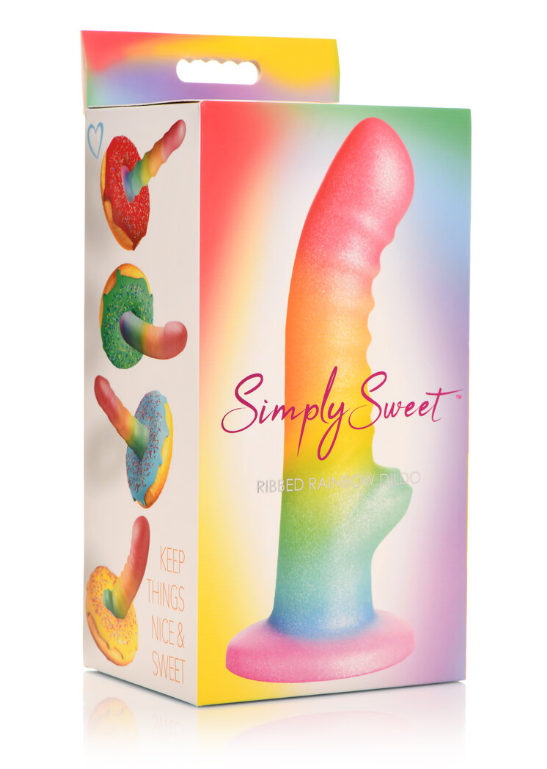 SIMPLY SWEET 6.5" RIBBED RAINBOW DILDO