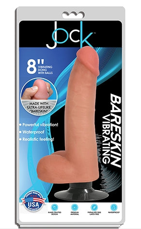 JOCK 8" Bareskin Vibrating Dong with Balls Vanilla