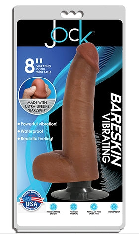 JOCK 8" Bareskin Vibrating Dong with Balls Latte