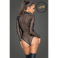 Zipped Tulle Bodysuit w Embroidery