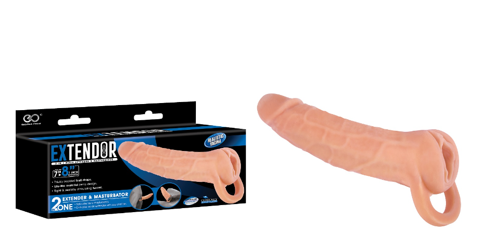 EXTENDOR TWO IN ONE 8" PENIS EXTENDER AND MASTURBATOR FLESH