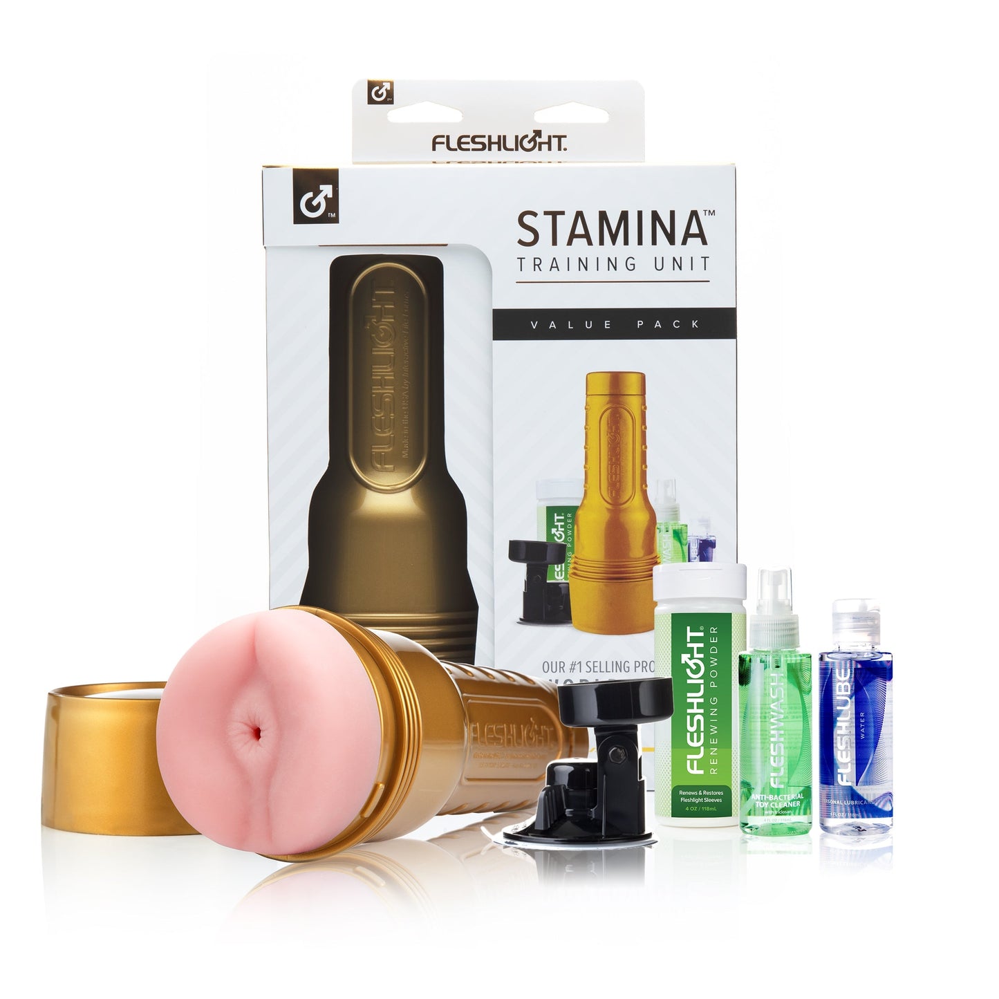 Fleshlight Stamina Pink Butt Value Pack Male Masturbator Kit