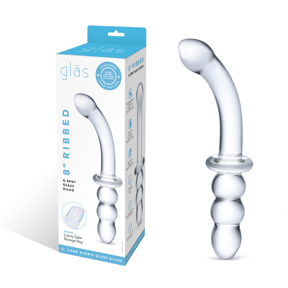 8" Ribbed G-Spot Glass Dildo