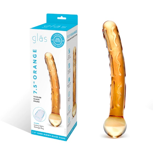 Orange Tickler Glass Dildo