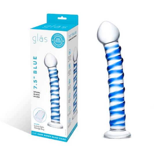 Blue Spiral Glass Dildo