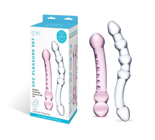 2PC Double Pleasure Glass Dildo Set