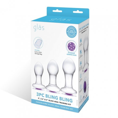 3PC BLING BLING 3" / 3.5"/ 4" GLASS ANAL TRAINING SET