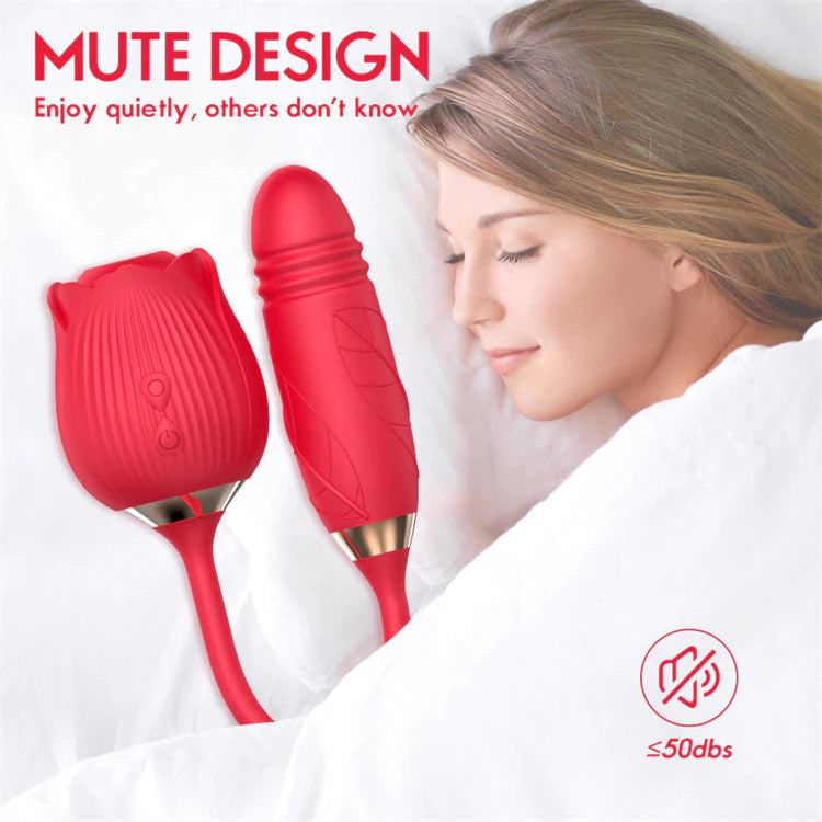 Rose Clitoral Stimulator Sucking Vibrator THRUSTING Dildo Clit Sucker Sex Toy