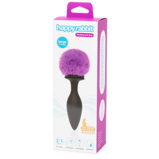 Happy Rabbit Rechargeable Vibrating Butt Plug Large Black/Purple