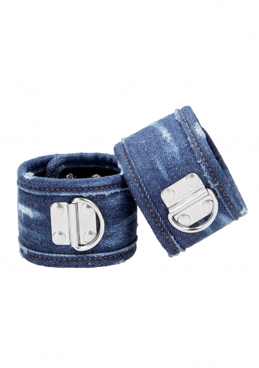 Denim Ankle Cuffs - Roughend Denim Style - Blue