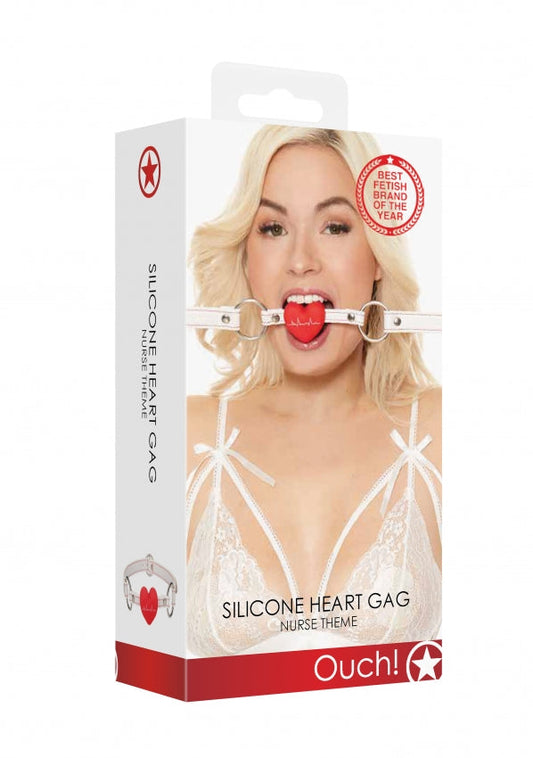 Silicone Heart Gag - Nurse Theme - White