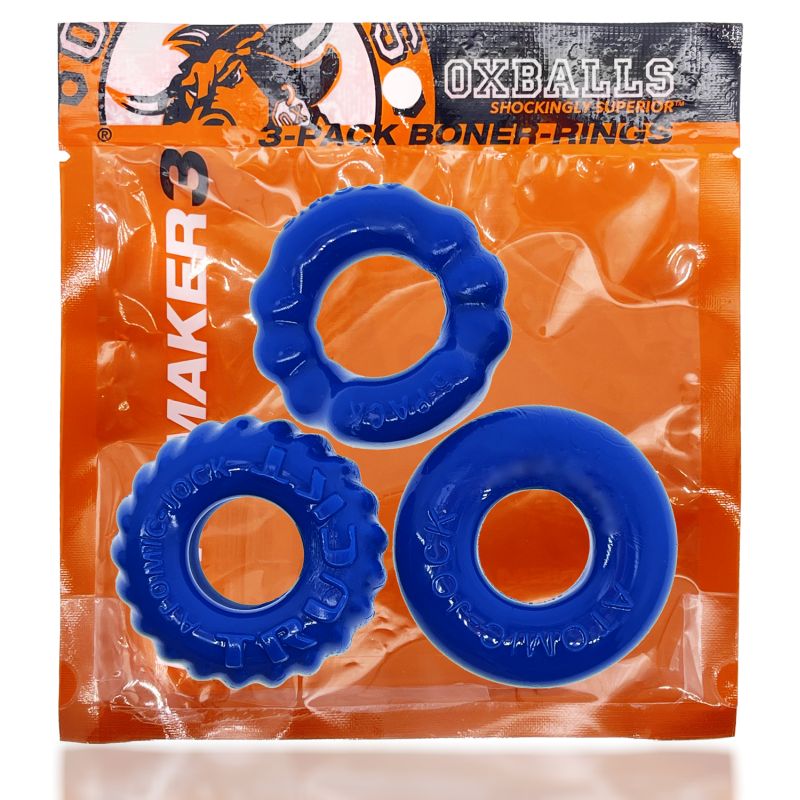 Bonemaker 3 Pc Cockring Set Pool Blue