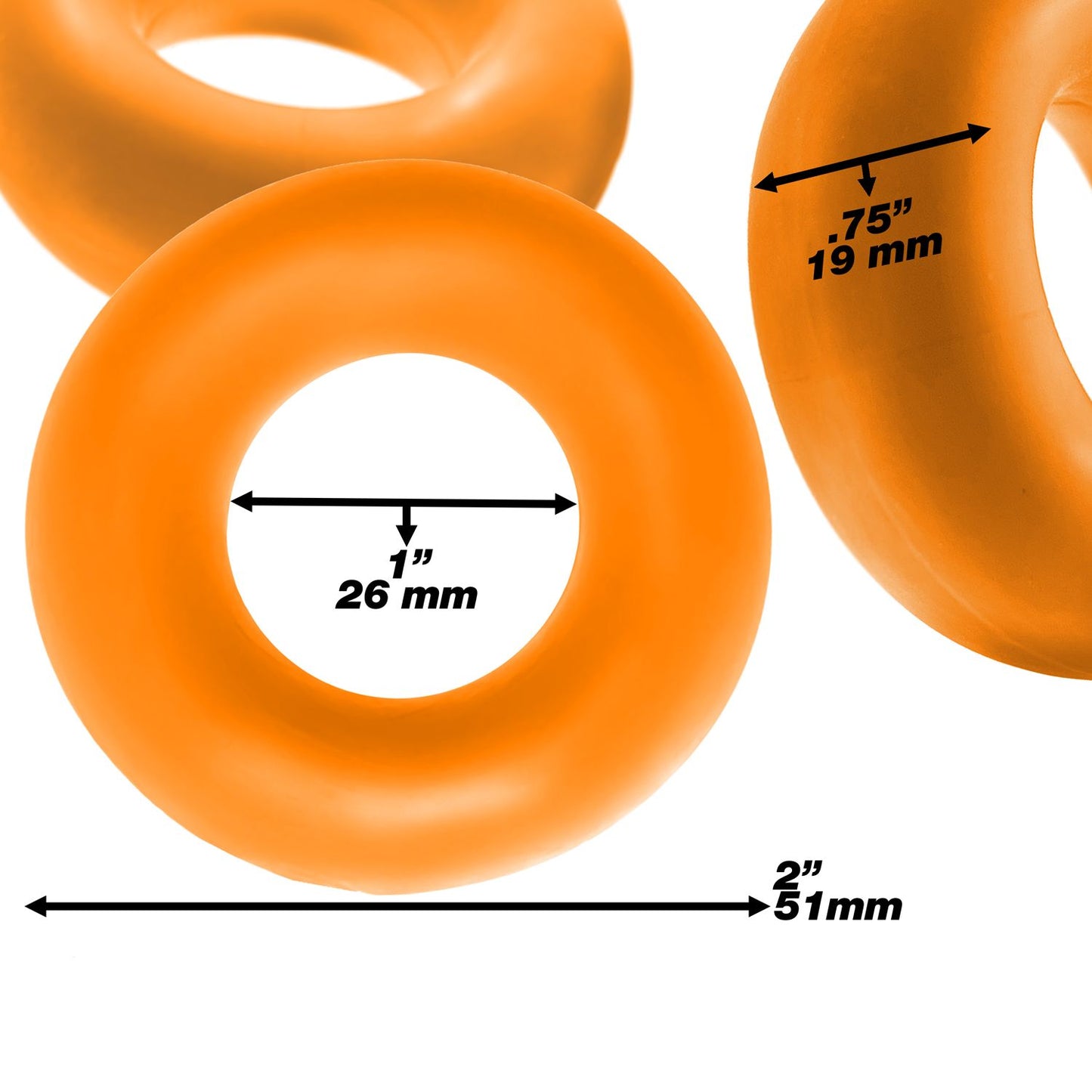 Fat Willy 3 Pc Jumbo Cockrings Orange