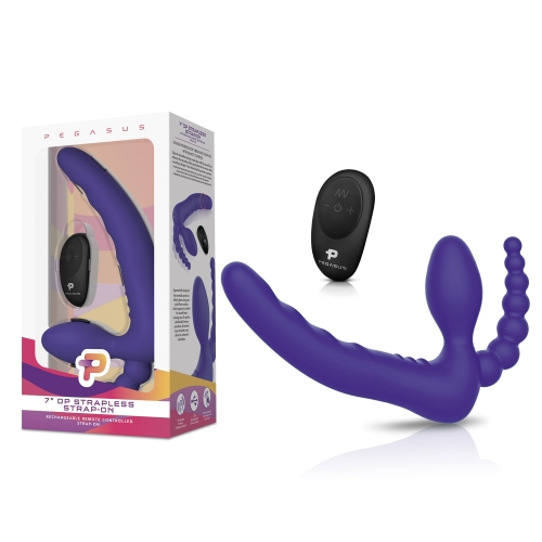 7â Remote Control Strapless D.P. Silicone Strap on