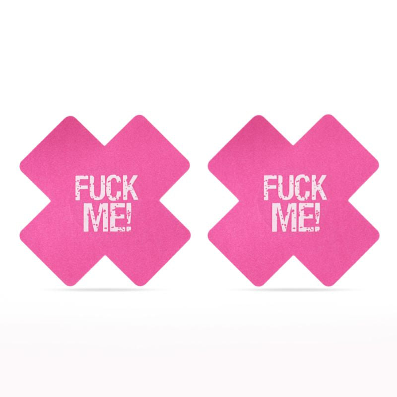 FUCK ME Cross Pattern Nipple Pasties Twin Pack