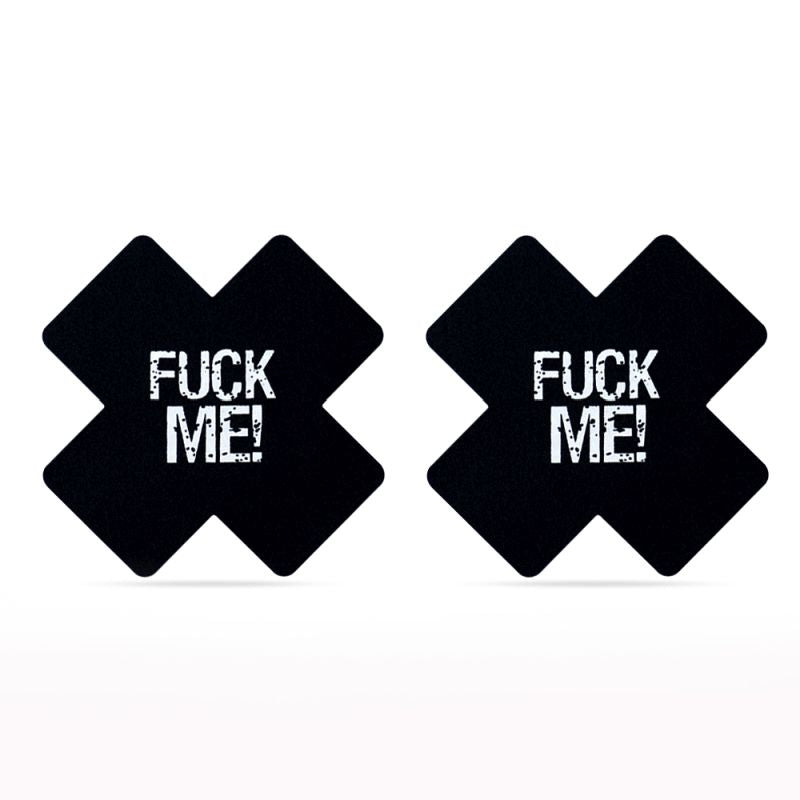 FUCK ME Cross Pattern Nipple Pasties Twin Pack