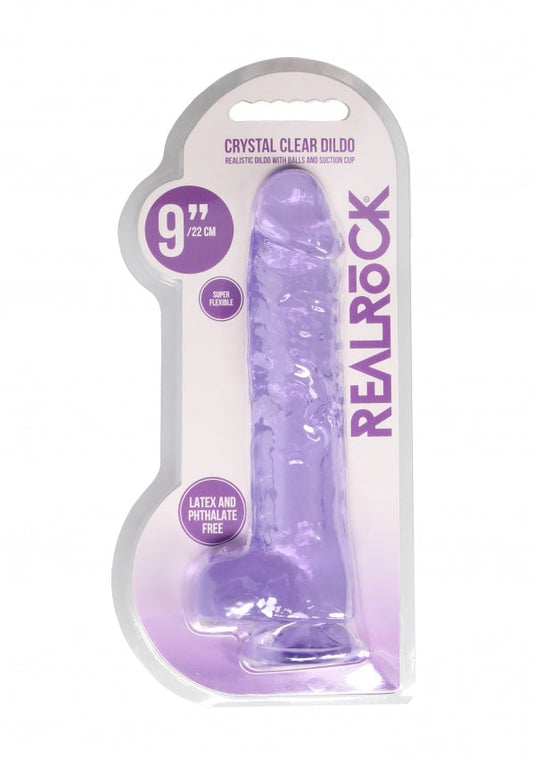 9 Inch / 23 cm Realistic Dildo With Balls - Purple