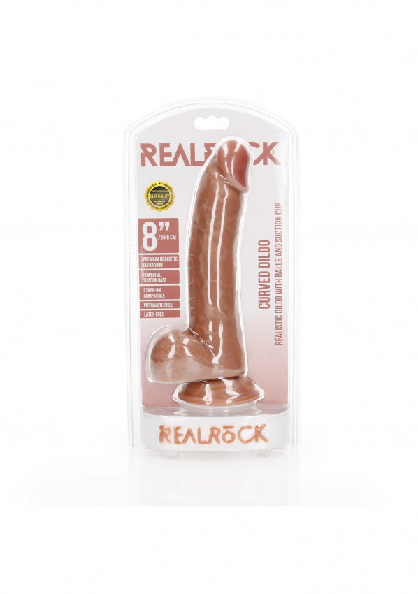 Curved Realistic Dildo with Balls and Suction Cup - 8''/ 20.5 cm