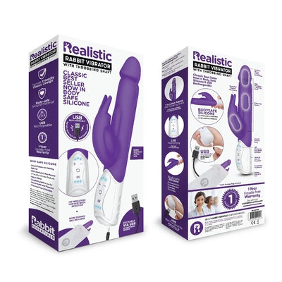 Rabbit Essentials Rechargeable Realistic Rabbit Hot Purple