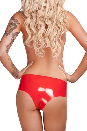 Saxenfelt Latex Crotchless Ladies Hipster Brief - Red Large