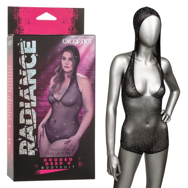 CalExotics Radiance Plus Size Hooded Deep V Bodysuit
