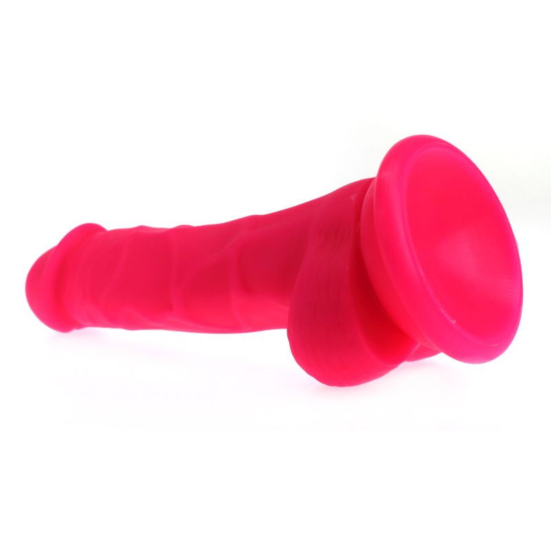 Realistic Dildo Veined Shaft w Balls Pink