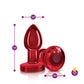 Cheeky Charms Red Rechargeable Vibrating Metal Butt Plug w Remote Small